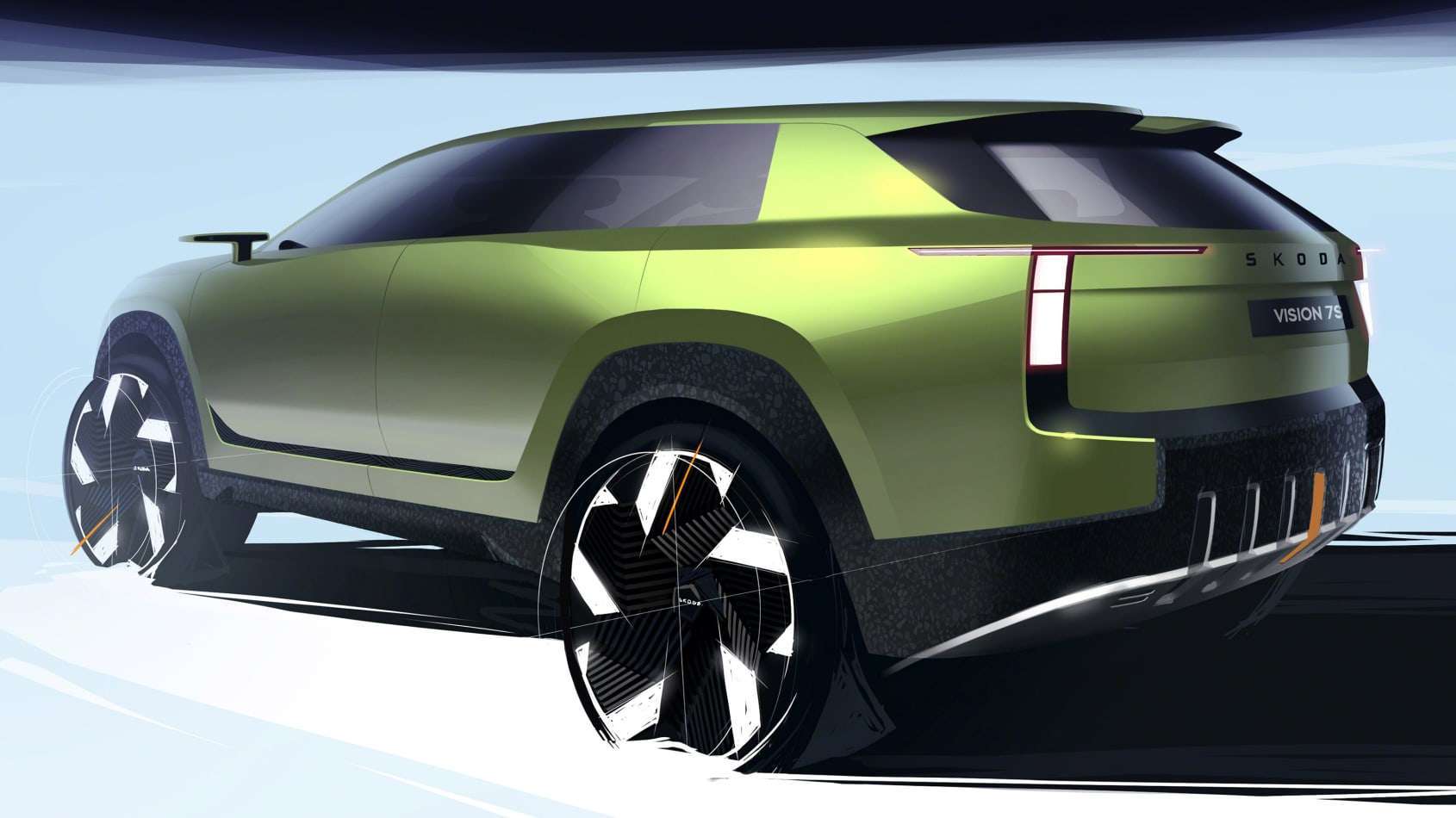 Skoda Vision 7S sketch - rear