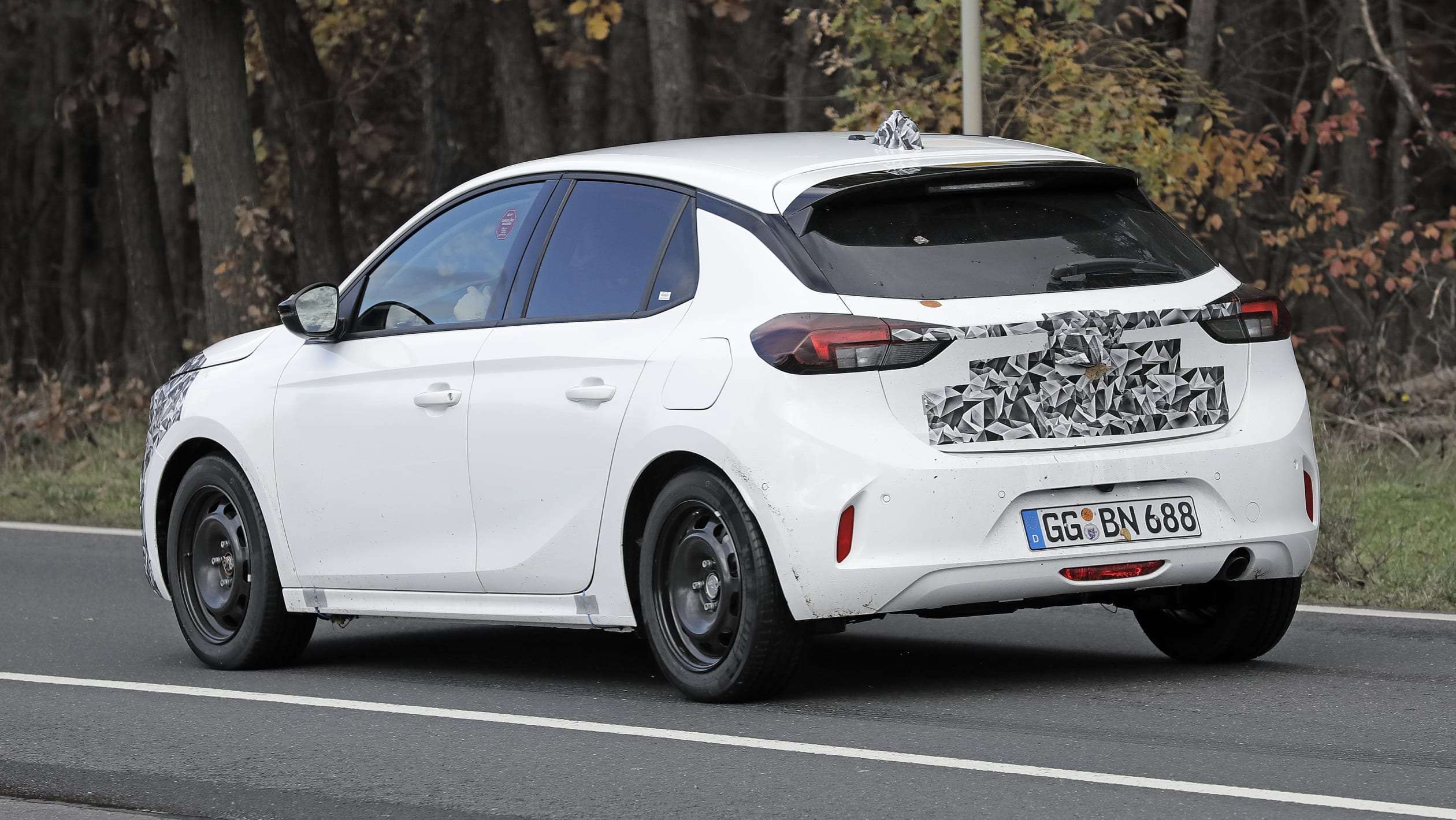 2023 Vauxhall Corsa (camouflaged) - rear angled