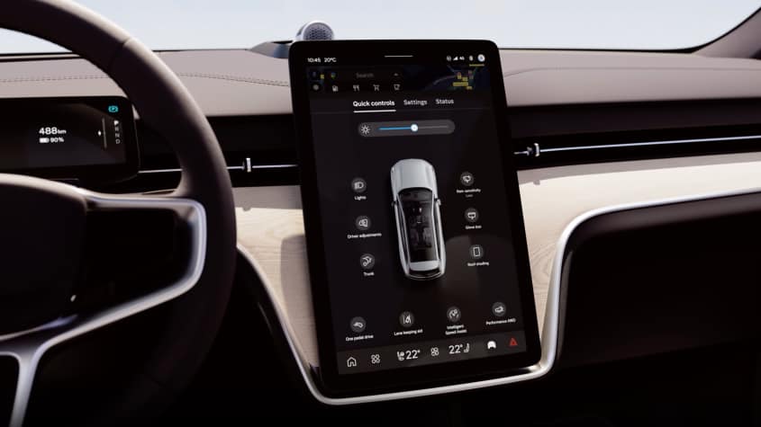 Экран обновлений Volvo EX90 2025