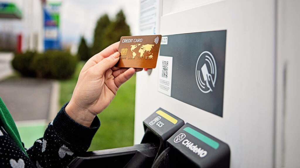 Credit card on EV charger