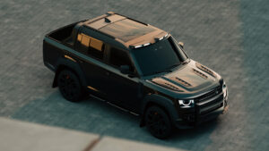Пикап Land Rover Defender - Urban Automotive спереди 3/4 над головой