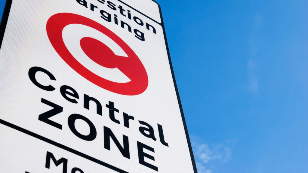 London congestion charge sign