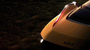 New Kia EV saloon car - front quarter