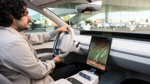 Jordan Katsianis driving the Skoda Vision O concept