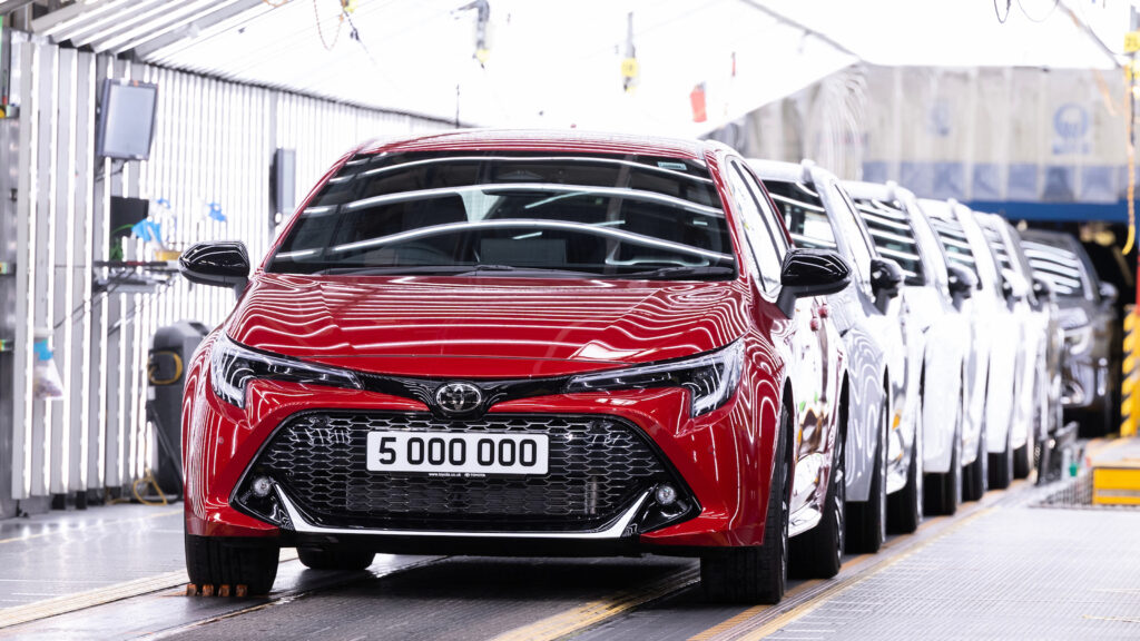 Toyota Corolla's on the production line at the Burnaston factory in the UK