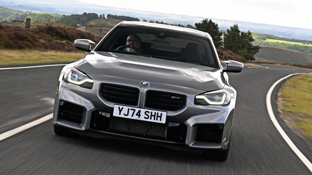 New BMW M2 being driven in the UK - front action