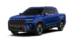 KGM Musso EV (синий) - передний 3/4 статический.