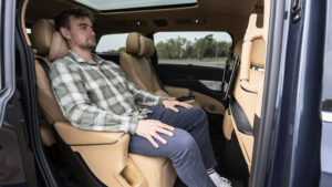 New Denza D9 - Auto Express senior news reporter Alastair Crooks sat in the middle row captains chairs