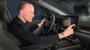 Phil McNamara sat in the Volkswagen ID.3 Neo
