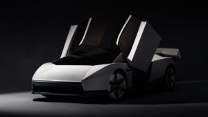 Новый Tesla Roadster — вид спереди, двери открыты